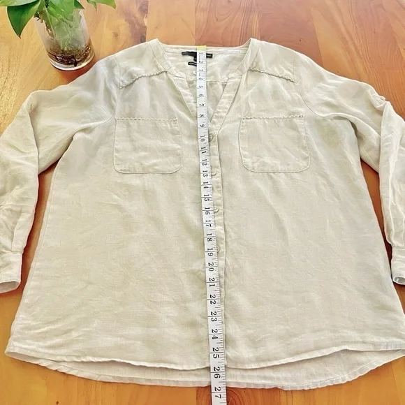 Harve Benard 100% Linen Minimalist Casual Relaxed Fit Button  Down Shirt Blouse. - Picture 14 of 14